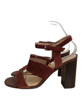 Geox Respira strapped sandals chunky heels marron brown Italian suede leather 39